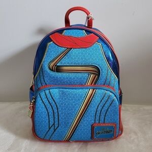 Loungefly Disney Ms Marvel Cosplay Blue Red Mini Backpack NWT